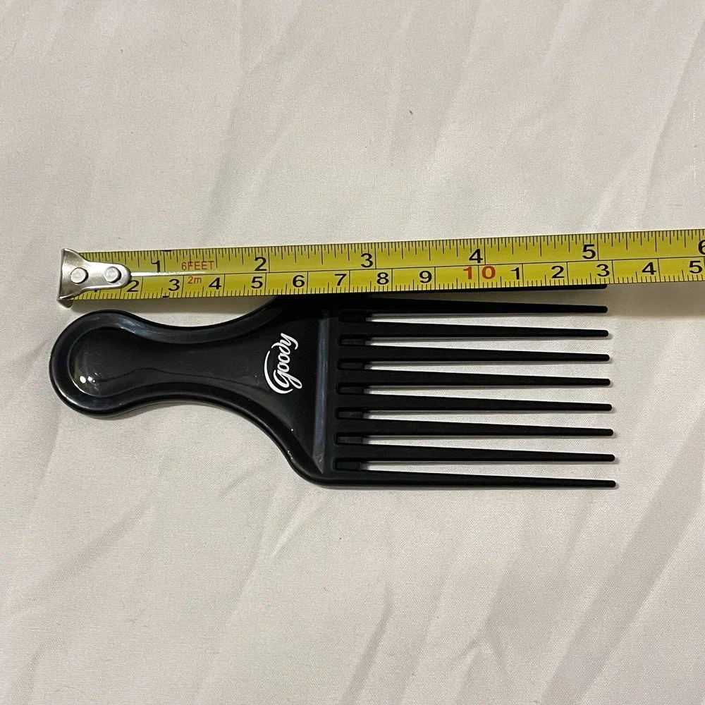 Vintage Pair 2 Goody Plastic Silver And Black Textured Hair Pick Comb Lift